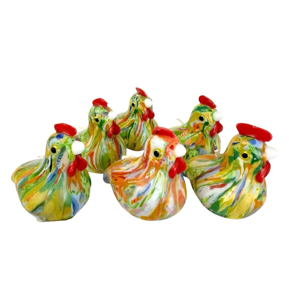 San Francisco Candle Company Handmade Mini Chickens Hens Candles Set 6 New RARE